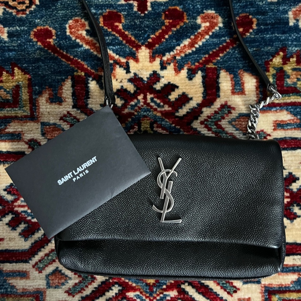 YSL GRAIN DE POUDRE TOY WEST HOLLYWOOD MONOGRAM FOLD-OVER
BAG